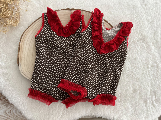 Newborn girl romper, Red baby girl outfit, Newborn photo prop romper, Christmas newborn photo outfit