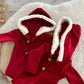Christmas newborn hooded romper, Red Santa newborn outfit, Newborn photo prop boy