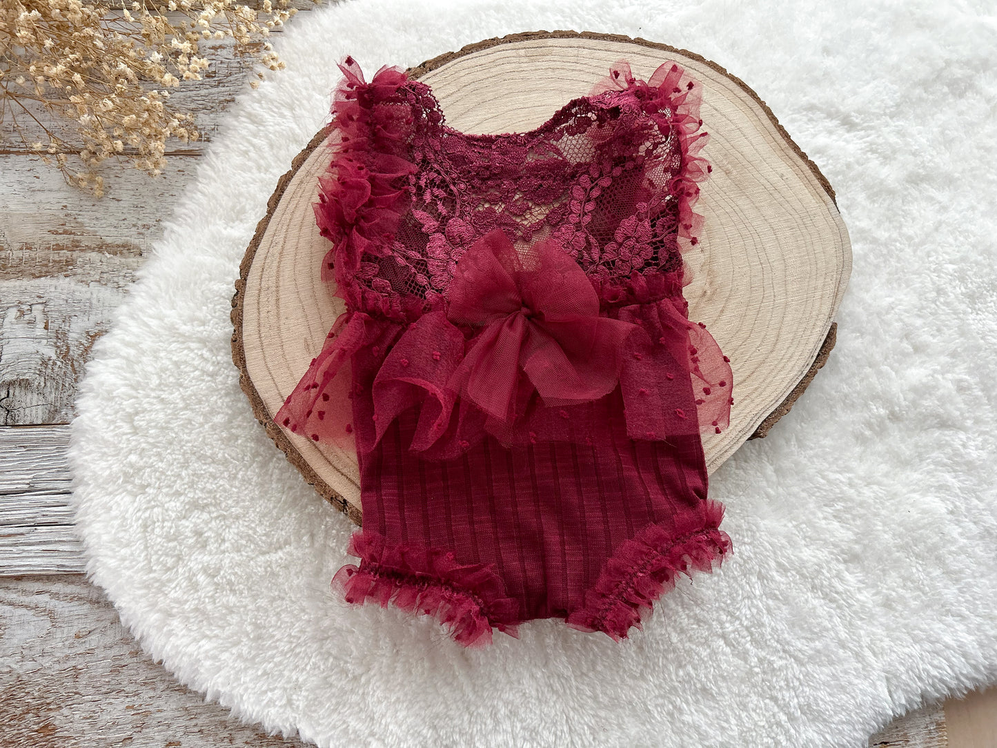 Newborn Photography Romper Baby Girl Lace Outfit For First Photo Shoot Christmas Newborn Outfit Prop
