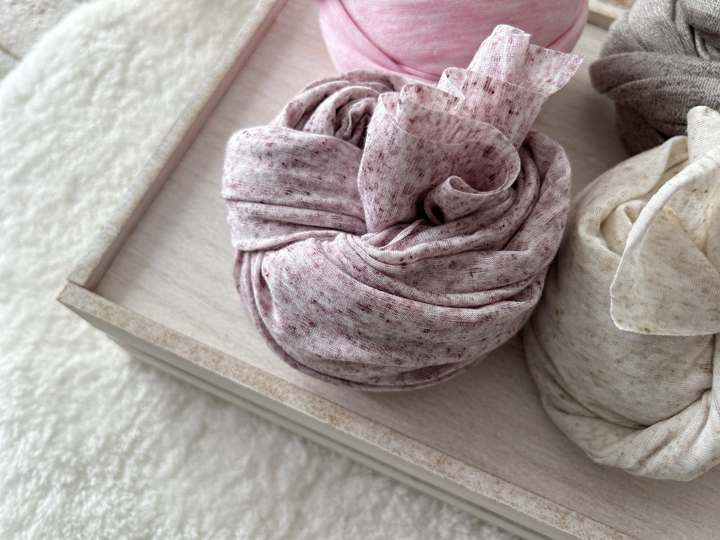 Light purple speckled swaddle for newborn shoots