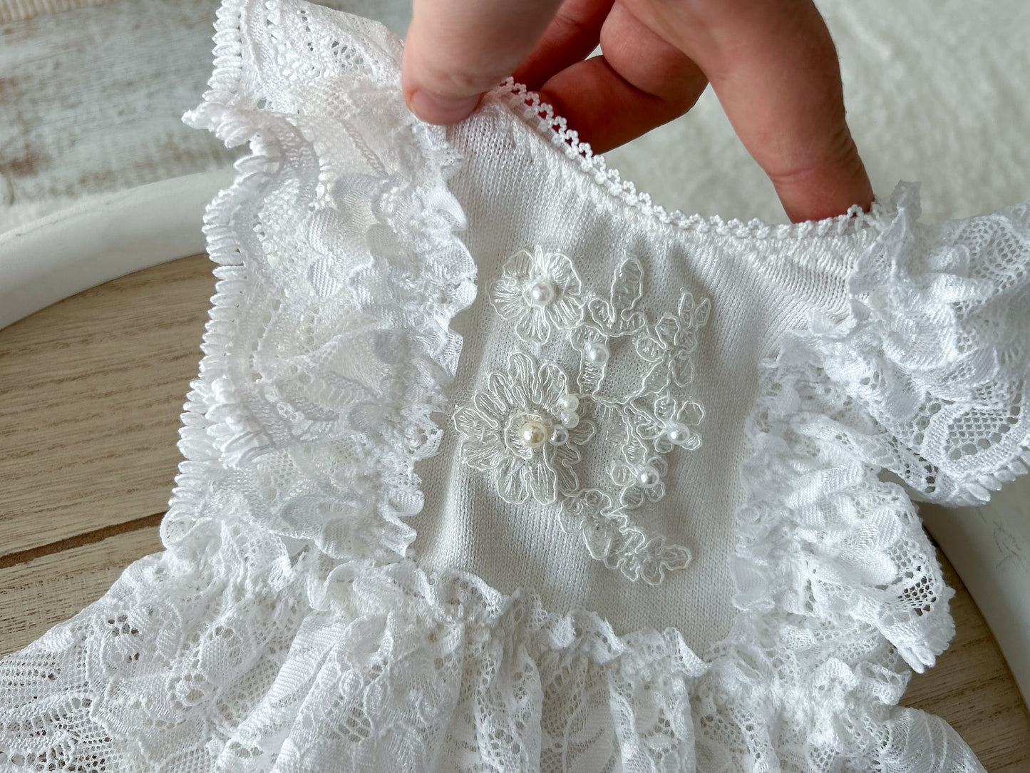 White Lace Newborn Romper – Baby Girl Photo Outfit