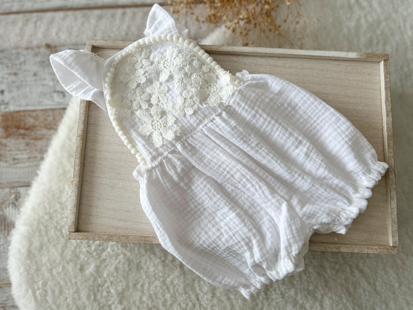 Baby girl romper in newborn size, baby photography prop