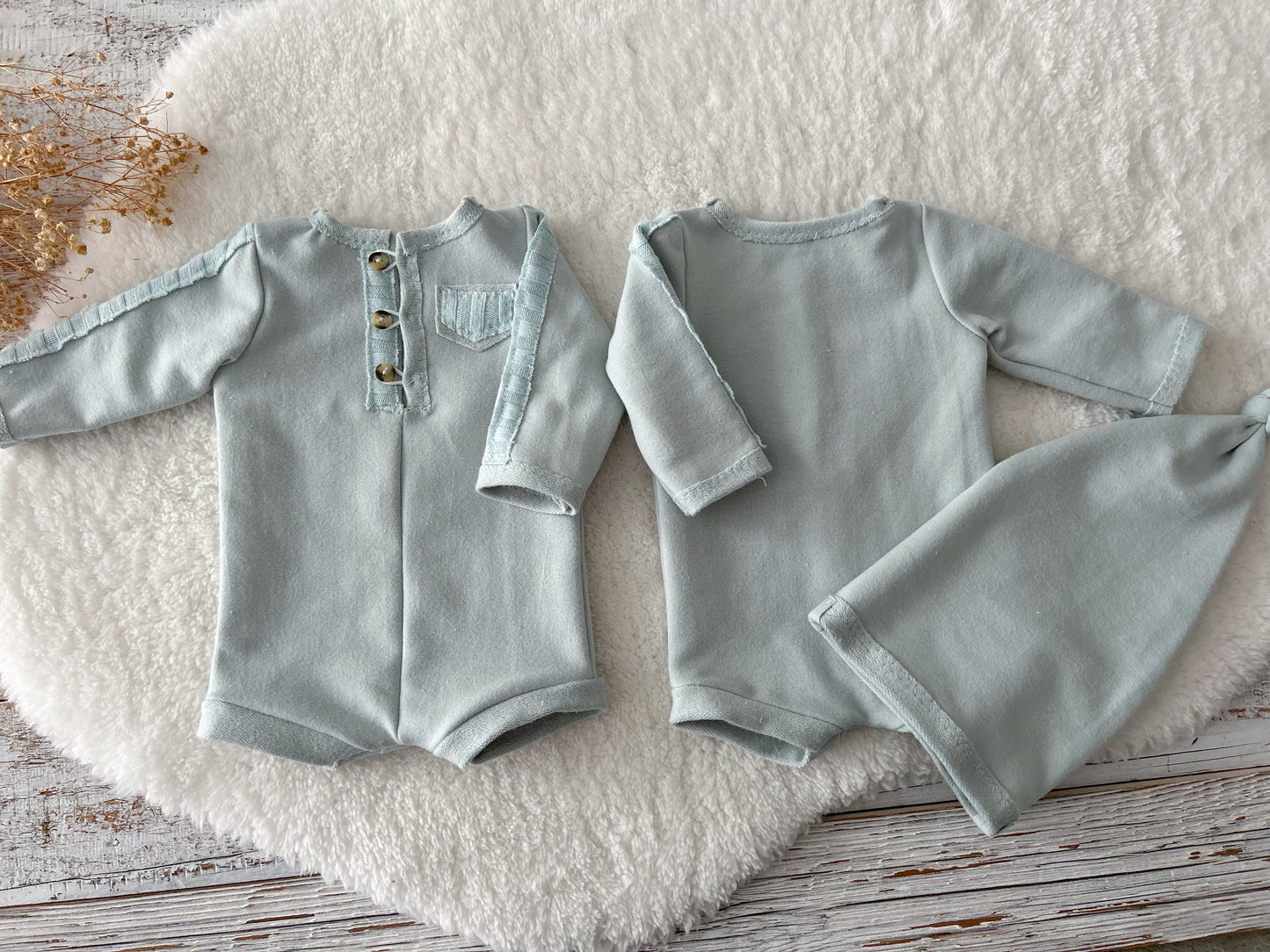 newborn boy romper and hat set