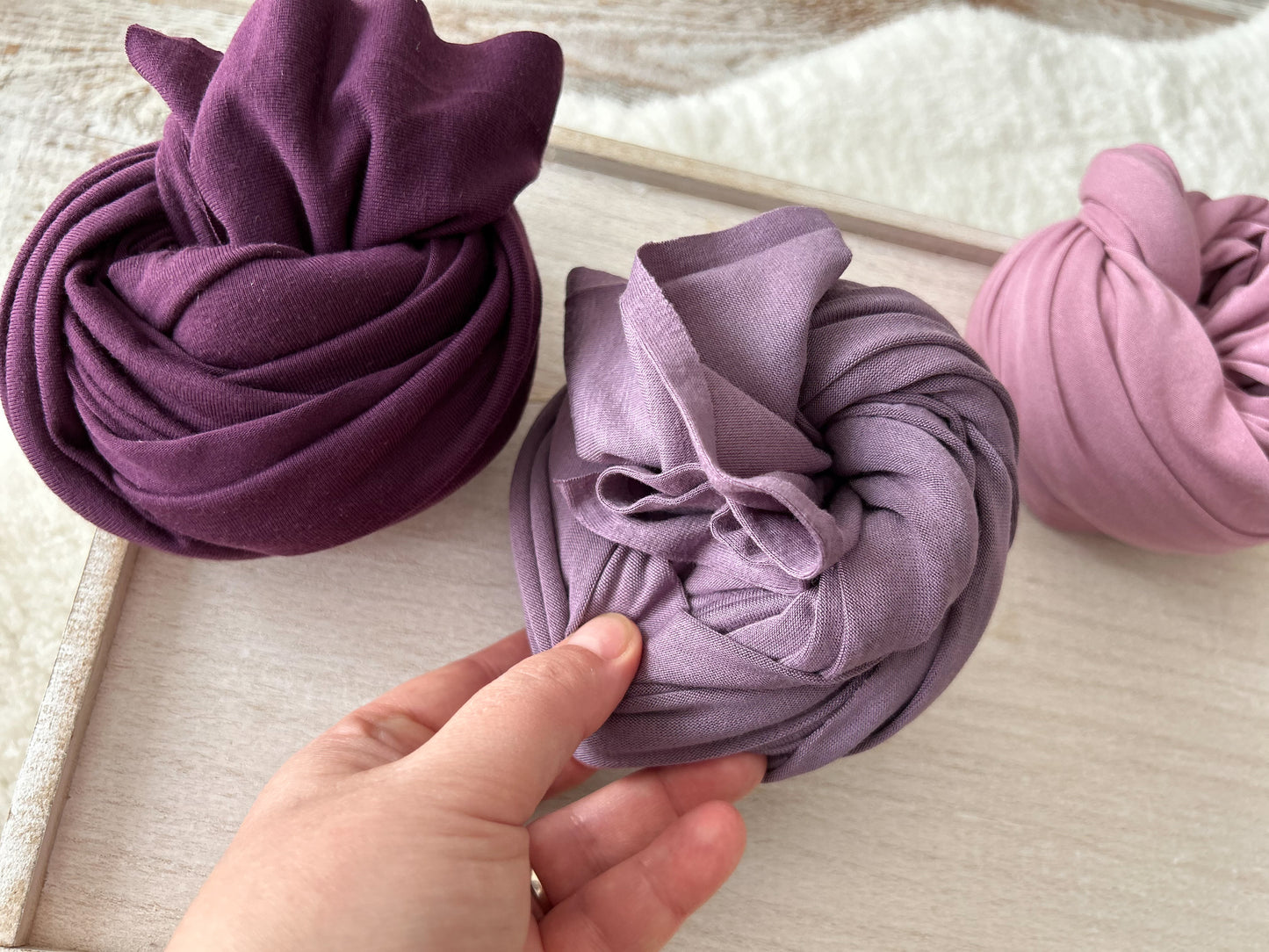Newborn fabric wrap stretchy mauve shades