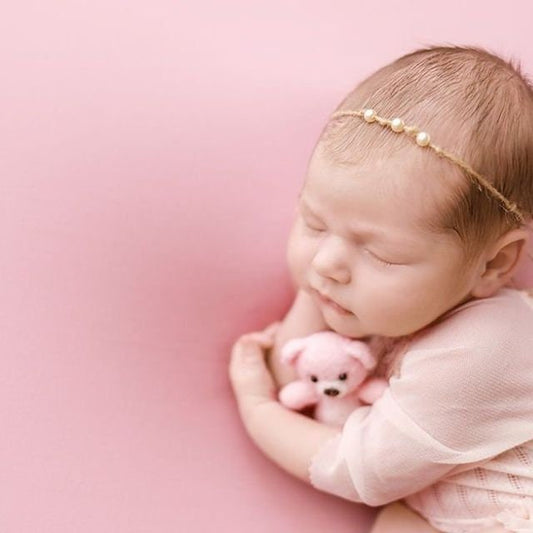 Pearl baby heaband, newborn headband photo prop, burlap rustic newborn tieback for photo sessions
