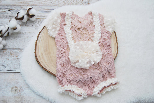 Sitter Romper Baby Girl, Sitter Photography Outfit, Pink Lace Romper for Sitter Girl Photo Shoot, Photography Props, Baby Girl Props