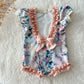 Floral Newborn Girl Romper – Ruffled Baby Photo Outfit with Bow | Choose Your Favorite Design at Checkout