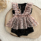 Newborn girl romper, Black lace baby outfit, Photography prop romper, Newborn ruffled romper