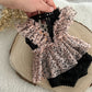 Newborn girl romper, Black lace baby outfit, Photography prop romper, Newborn ruffled romper