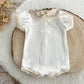 White photo prop romper, Newborn romper with collar, Baby collared romper, Photography outfit baby