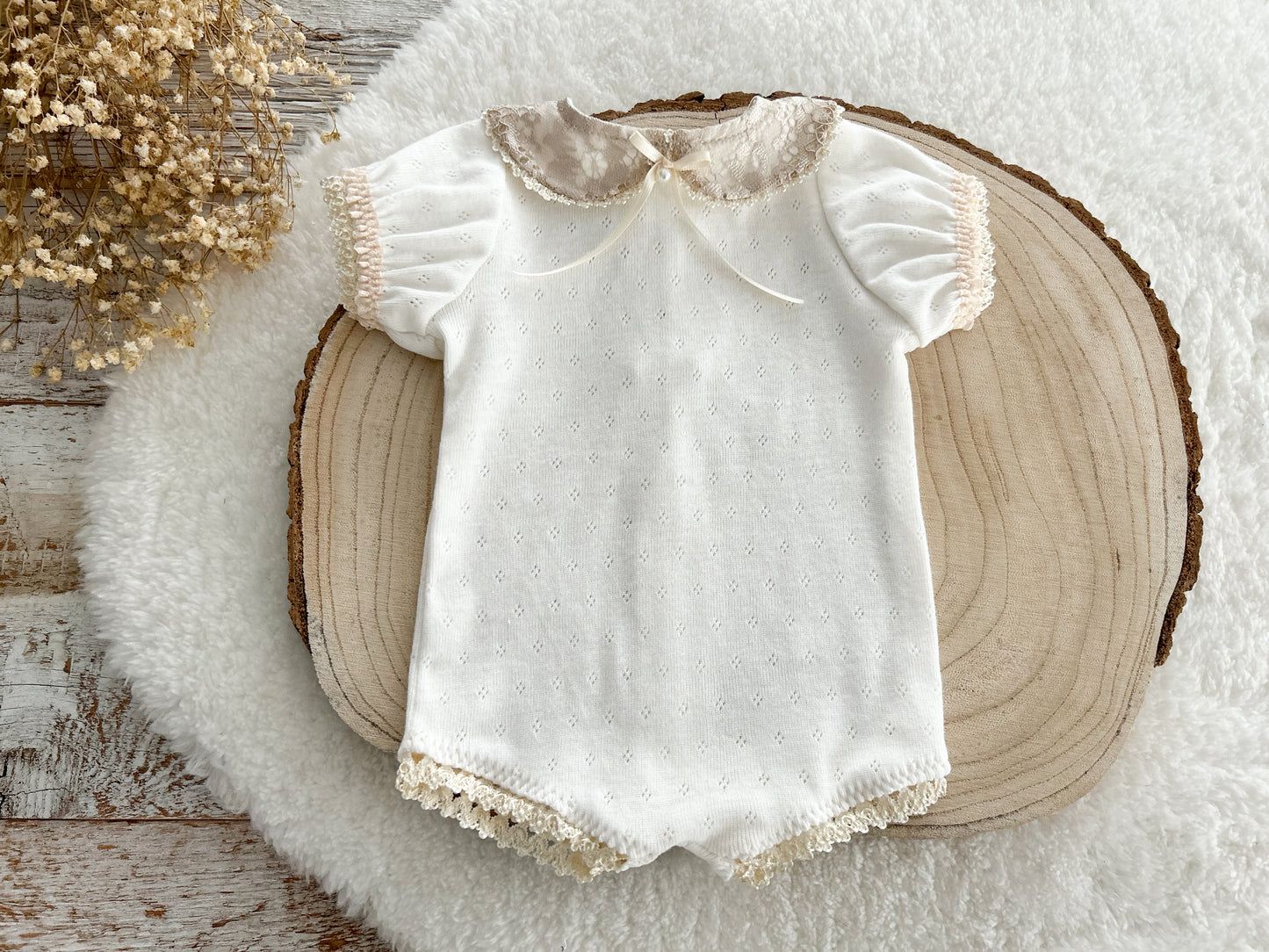 White photo prop romper, Newborn romper with collar, Baby collared romper, Photography outfit baby