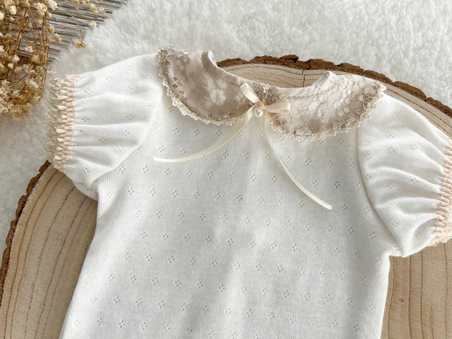 White photo prop romper, Newborn romper with collar, Baby collared romper, Photography outfit baby