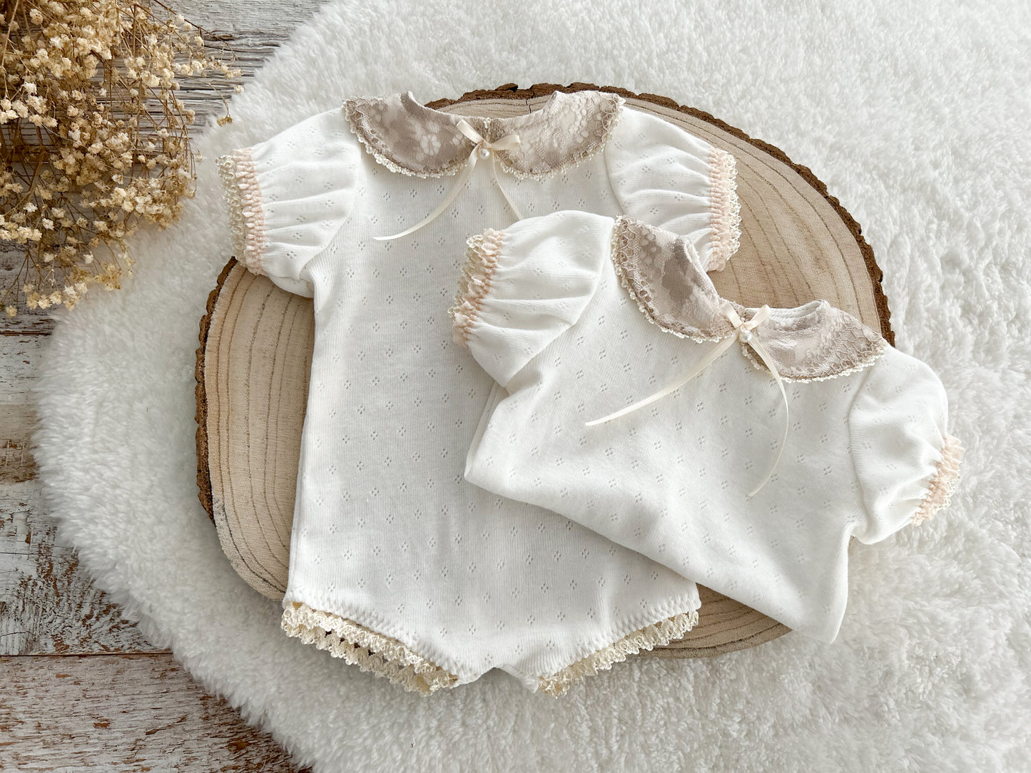 White photo prop romper, Newborn romper with collar, Baby collared romper, Photography outfit baby