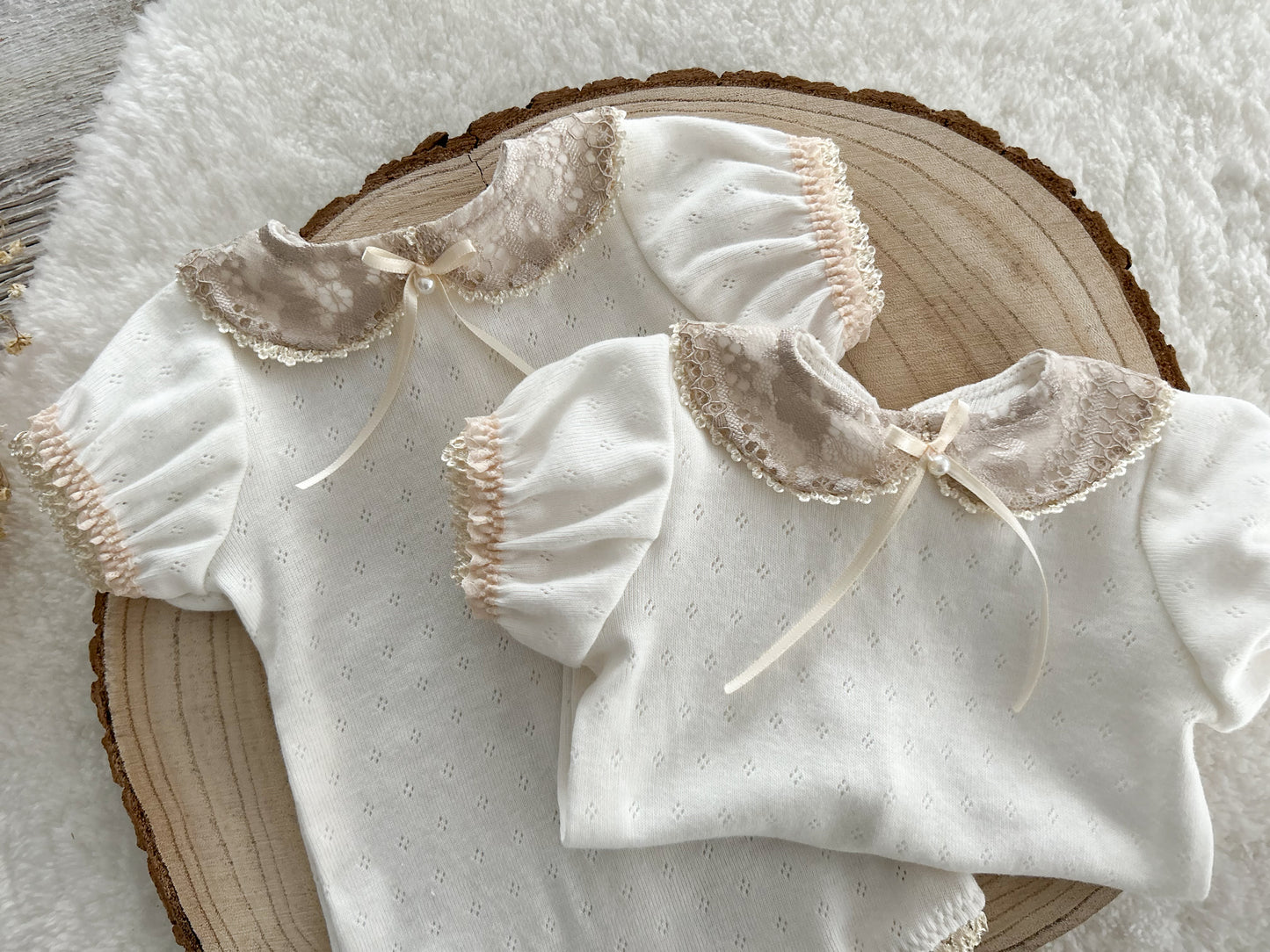 White photo prop romper, Newborn romper with collar, Baby collared romper, Photography outfit baby