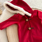 Christmas newborn hooded romper, Red Santa newborn outfit, Newborn photo prop boy