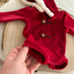 Christmas newborn hooded romper, Red Santa newborn outfit, Newborn photo prop boy