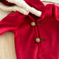 Christmas newborn hooded romper, Red Santa newborn outfit, Newborn photo prop boy