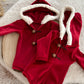 Christmas newborn hooded romper, Red Santa newborn outfit, Newborn photo prop boy