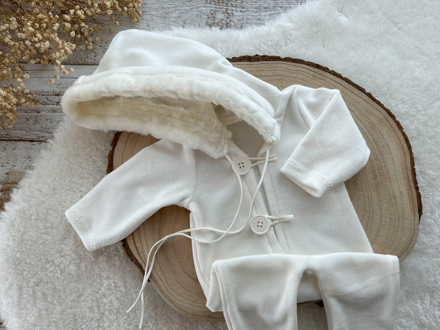 Newborn Photo Prop Outfit Baby Boy Romper Newborn Romper White Hooded Outfit Photography Prop