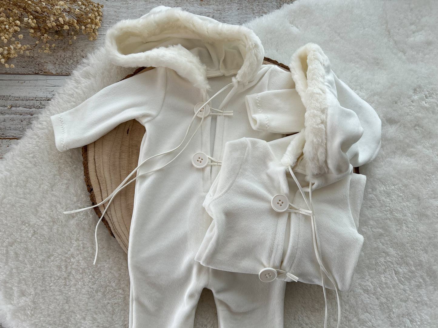Newborn Photo Prop Outfit Baby Boy Romper Newborn Romper White Hooded Outfit Photography Prop