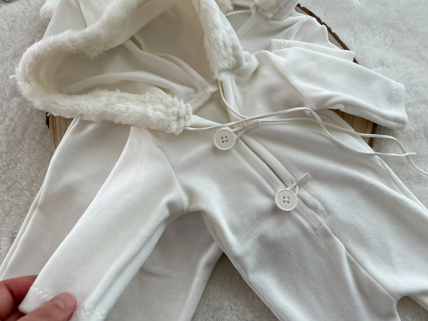 Newborn Photo Prop Outfit Baby Boy Romper Newborn Romper White Hooded Outfit Photography Prop