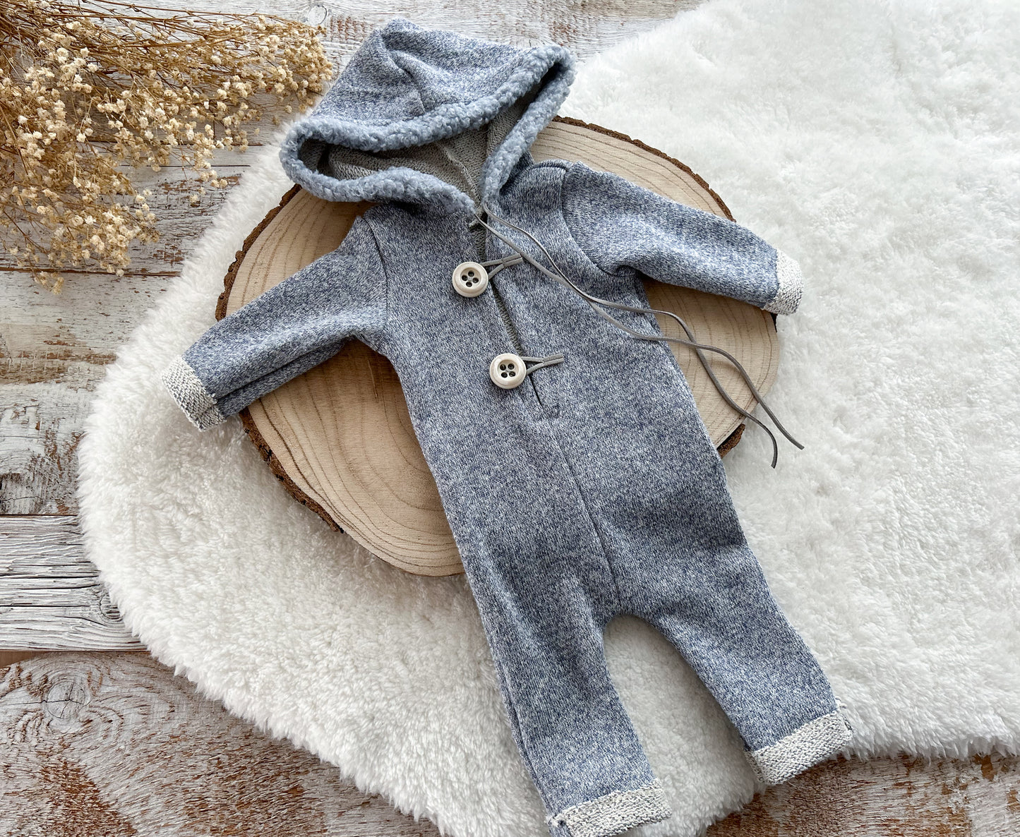 Baby Boy Photo Outfit Newborn Romper Blue Hooded Overall Baby Boy Photo Props