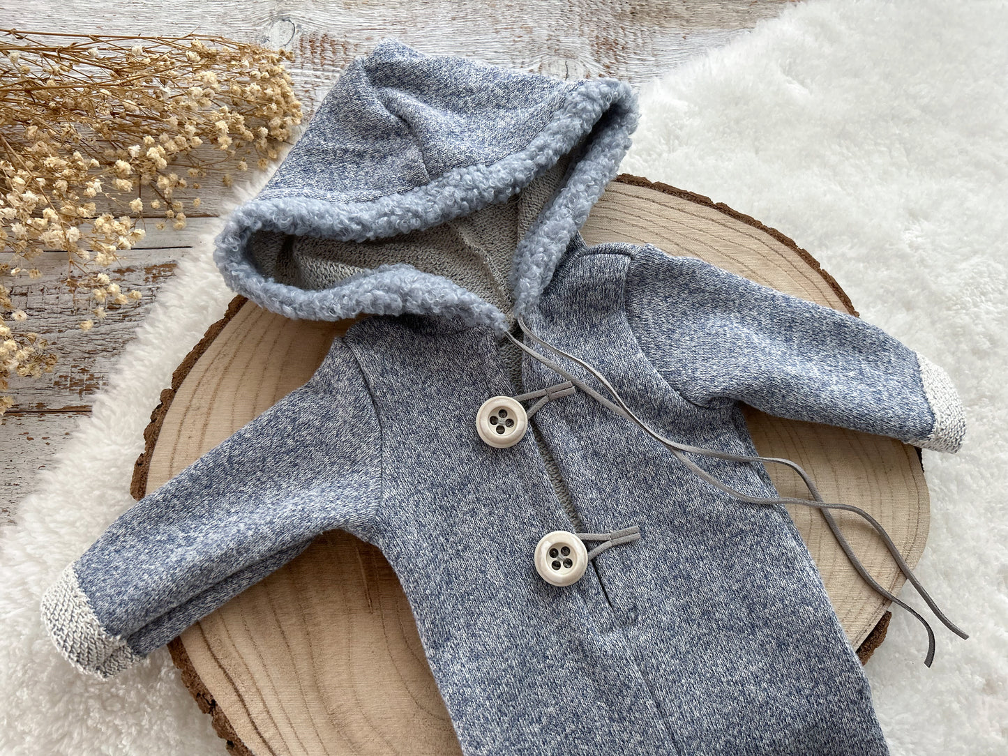 Baby Boy Photo Outfit Newborn Romper Blue Hooded Overall Baby Boy Photo Props