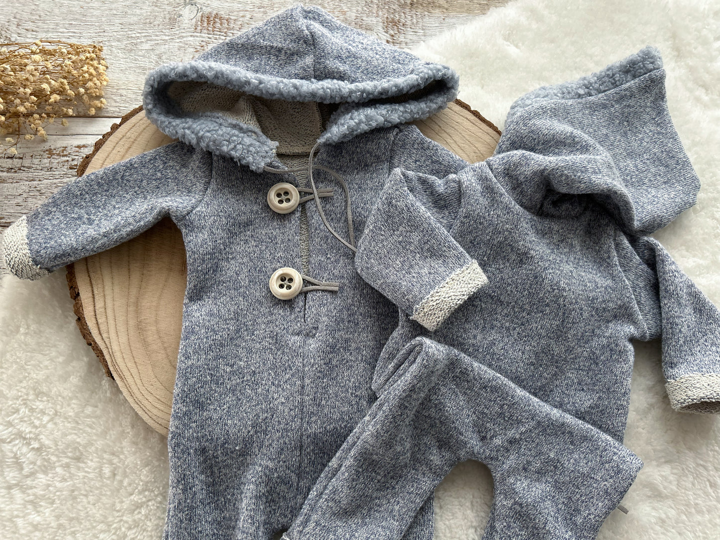 Baby Boy Photo Outfit Newborn Romper Blue Hooded Overall Baby Boy Photo Props