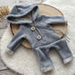 Baby Boy Photo Outfit Newborn Romper Blue Hooded Overall Baby Boy Photo Props