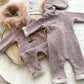 Newborn Photography Outfit Baby Boy Romper With Fur Hood Newborn Photo Prop Romper