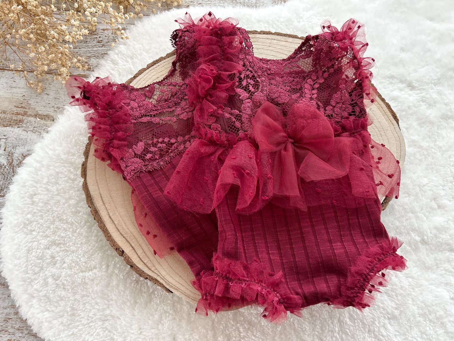 Newborn Photography Romper Baby Girl Lace Outfit For First Photo Shoot Christmas Newborn Outfit Prop