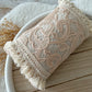 Newborn pillow for photo shoots, lace boho style with fringes.