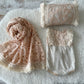 Newborn photography set: newborn romper, pillow and wrap 