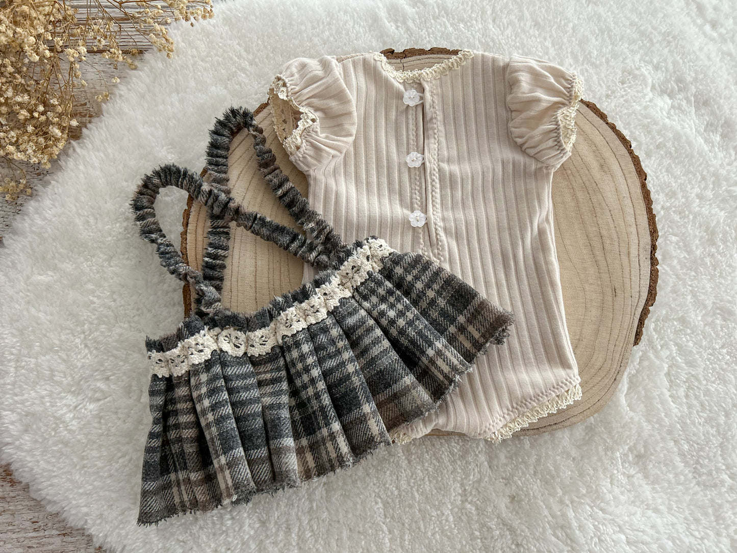 Newborn photo prop set, Back to school newborn outfit, Baby girl romper and skirt, Newborn skirt