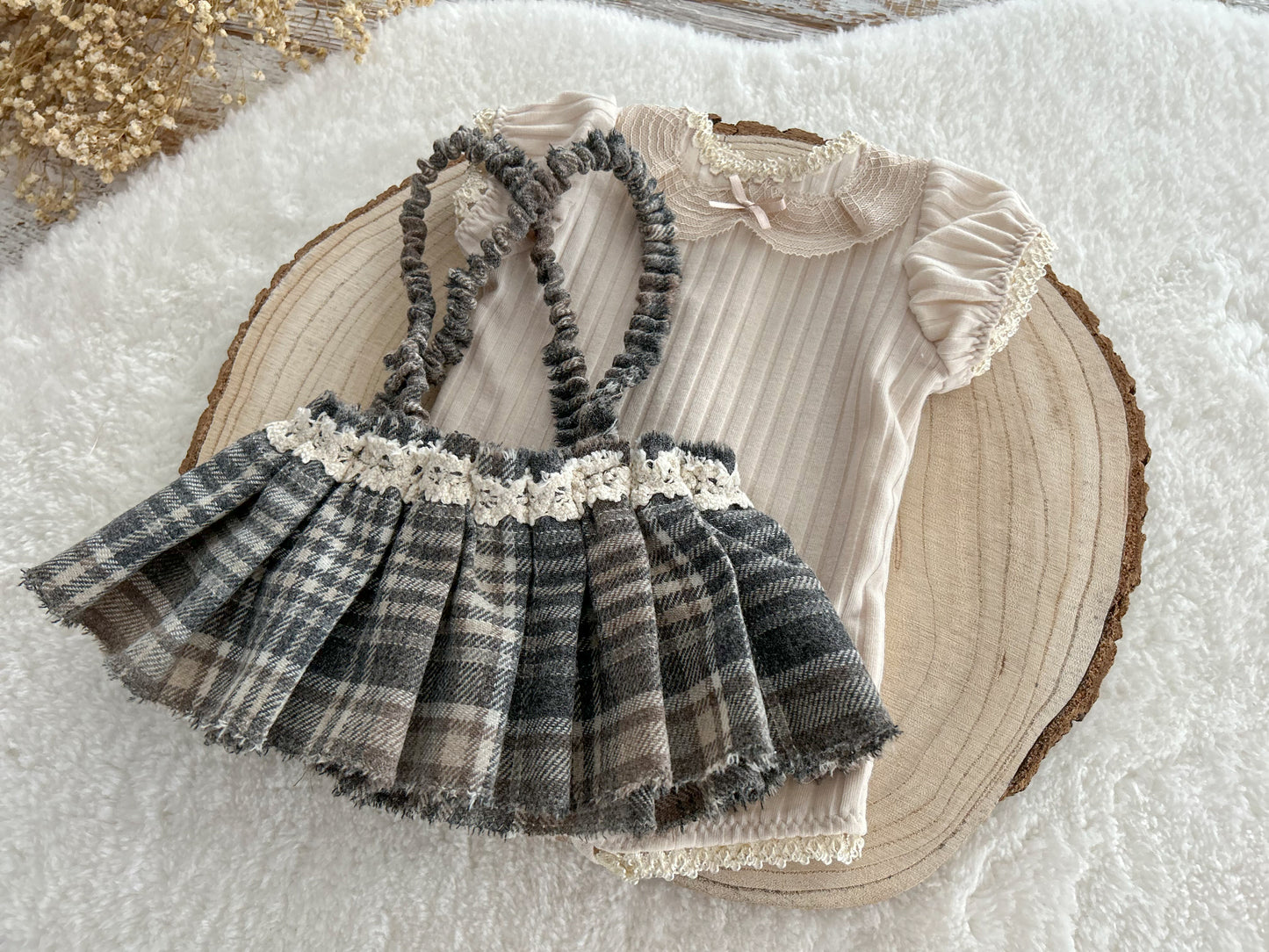 Newborn photo prop set, Back to school newborn outfit, Baby girl romper and skirt, Newborn skirt