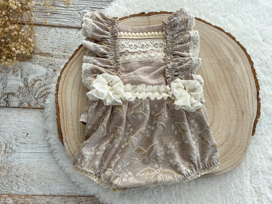 Floral romper newborn girl, Baby photo props, Newborn photo outfit, Neutral newborn props