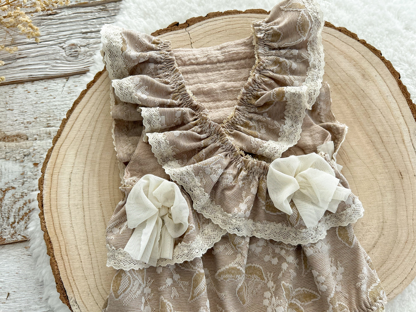 Floral romper newborn girl, Baby photo props, Newborn photo outfit, Neutral newborn props