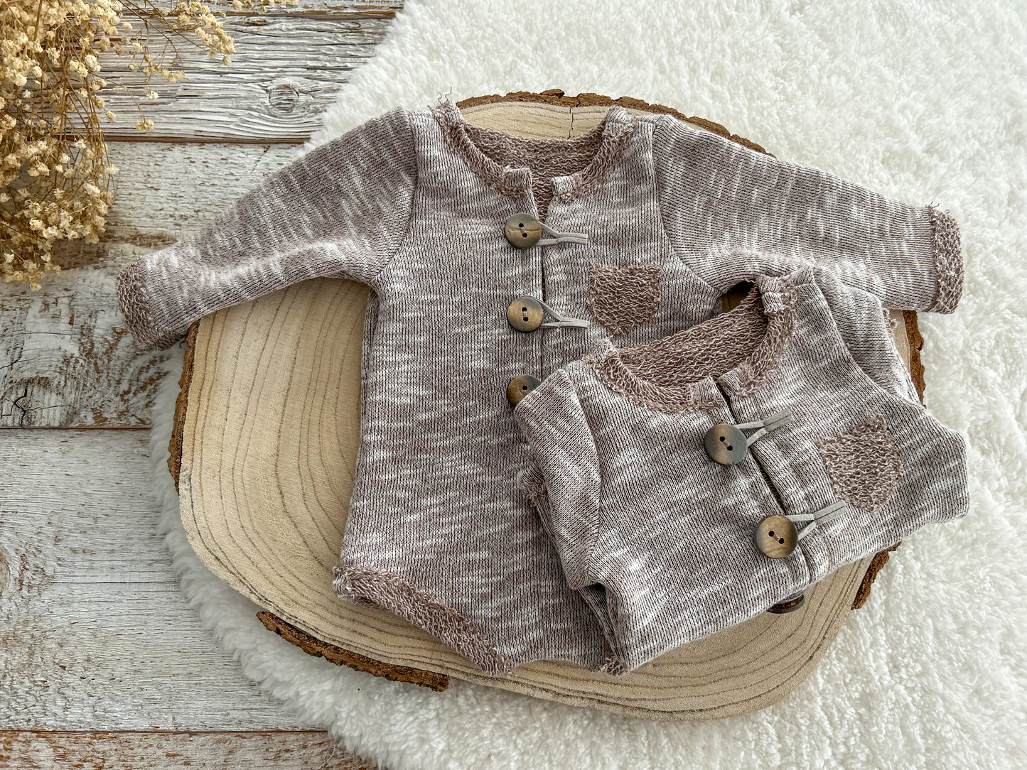 Newborn boy outfit, Baby boy props, Newborn photo props, Boy photo outfits, Beige long sleeve overall baby boy