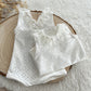 White newborn girl romper, Photo prop outfit for baby girls, Neutral lace baby romper, Photography prop