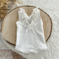 White newborn girl romper, Photo prop outfit for baby girls, Neutral lace baby romper, Photography prop