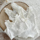 White newborn girl romper, Photo prop outfit for baby girls, Neutral lace baby romper, Photography prop