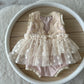 Newborn romper for baby girl first photo shoot, soft blush pink bohemian style outfit newborn gift