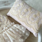 Newborn posing pillow in boho style for newborn photo shoots, lace newborn pillow blush pink vintage lace