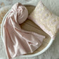Embroidered pillow and plain back pillow – blush pink newborn prop accessories
