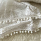 White lace wrap and pillow set with pom pom trim – newborn photography props
