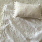White lace wrap and pillow set with pom pom trim – newborn photography props