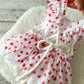 Back of baby heart romper dress with tie closure and lace layers – cute Valentine outfit for baby girl