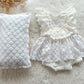 White Lace Baby Girl Dress for Newborn Photography - Boho Newborn Romper