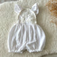 Muslin SITTER romper white boho baby girl photo outfit with floral lace