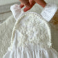 Sitter girl photo romper with lace floral applique on top